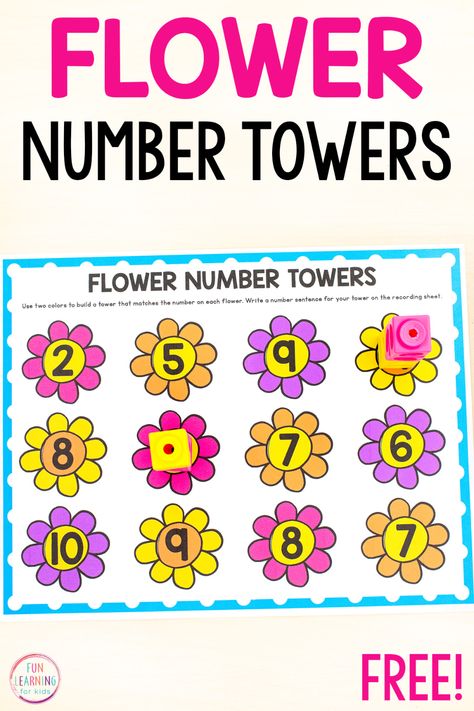 Plant Math Preschool, Spring Maths Preschool, Garden Counting Preschool, Spring Themed Math Activities Preschool, April Centers Preschool, Preschool Plants And Flowers Theme, Spring Numbers Preschool, Flower Numbers Preschool, Preschool Flower Math Activities