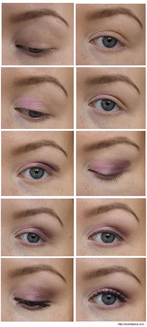 Easy eyeshadow tutorial: Purple and light pink Light Purple Eyeshadow, Pink Purple Eyeshadow, Eyeshadow Pictorial, Easy Eyeshadow Tutorial, Eye Makeup Purple, Purple Smokey Eye Makeup, Simple Eyeshadow Tutorial, Smokey Eye Make Up, Light Pink Eyeshadow