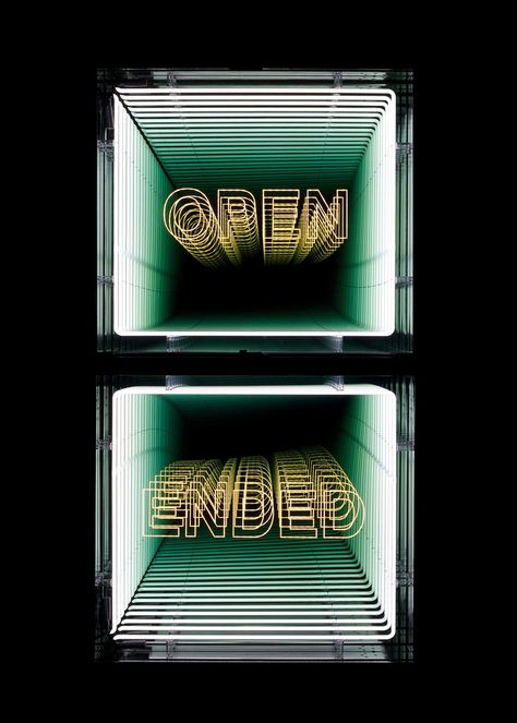 Signage Design, Ivan Navarro, Infinite Mirror, Infinity Mirrors, Mirror Inspiration, Infinity Mirror, Open Ended, Display Design, Light Installation