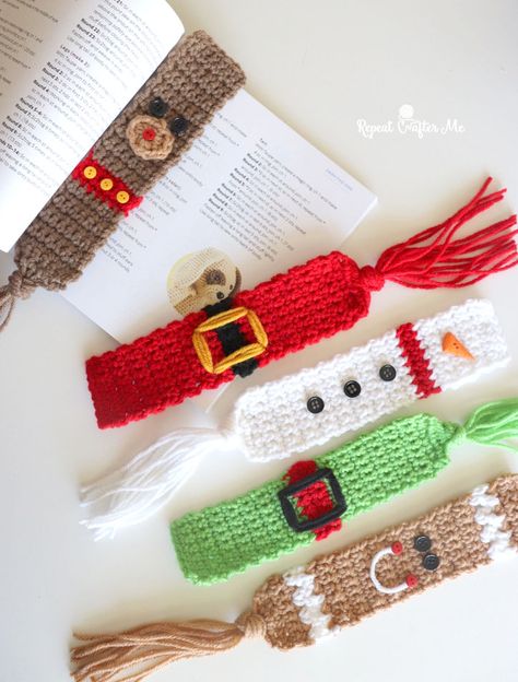 Crocheted Bookmarks, Marque-pages Au Crochet, Crocheted Christmas, Crochet Bookmark Pattern, Repeat Crafter Me, Christmas Bookmarks, Crochet Christmas Gifts, Crochet Xmas, Crochet Christmas Decorations