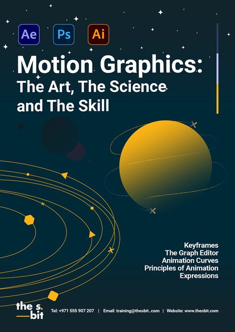 Get the expert knowledge of motion graphics. From idea to sketches, from Photoshop to Illustrator and finishing up the animation in After Effects. You will learn the Principles of Animation & Motion Design, detailed knowledge of Keyframe Animation, Interpolation, Graph Editor and Animation Curves. Graphic Design Course Poster, Motion Graphics Poster, After Effects Motion Graphics Tutorials, Aftereffects Motion Graphics, After Effects Motion Graphics, Course Poster, Framework Design, Motion Graphic Design, Job Test