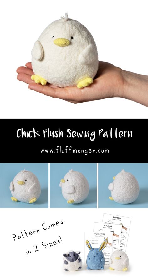 Baby Chick sewing pattern and tutorial, Easter sewing patterns, bunny sewing pattern, lamb sewing pattern, cute plush sewing patterns