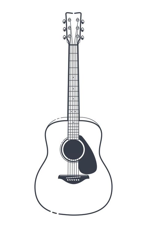 Guitar Tattoo Outline, Guitar Tattoo Stencil, How To Draw Guitar, Guitar Tattoo Ideas, Guitar Drawings, Music Guitar Tattoo, Music Related Tattoos, Guitar Tattoos, Guitar Outline