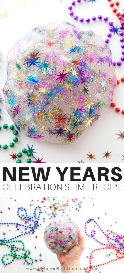 Celebrate with an easy to make New Years Eve slime recipe perfect for kids New Years Eve party activities! #howtomakeslime #newyearsslime #slime #slimerecipe #homemadeslime Kids New Years Eve Party, Slime Projects, Koala Room, New Years Crafts, Slime Recipe Kids, News Years Crafts For Kids, New Years With Kids, New Year's Eve Crafts, Diy Kids Party