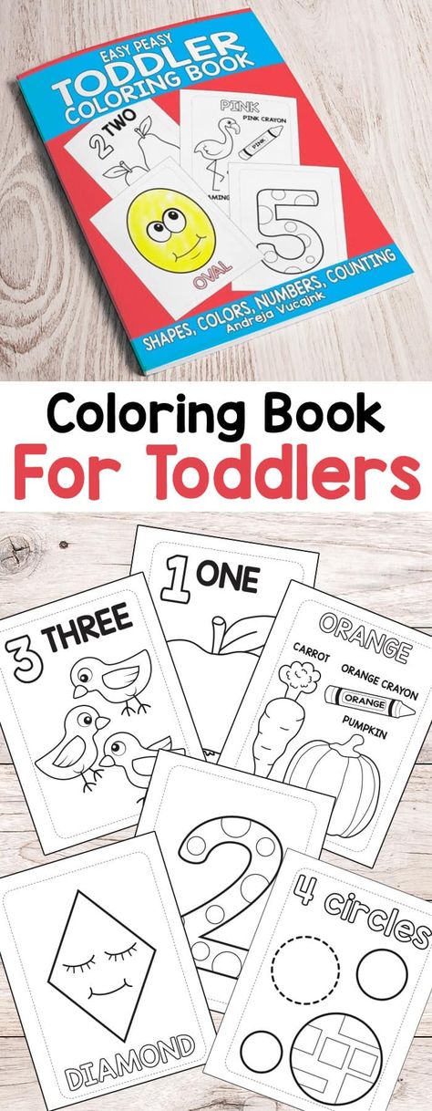 Easy Peasy Toddler Coloring Book: Shapes, Numbers, Counting and Colors Coloring Book For Toddlers #toddler Books For Toddler, Book Pages Printable, Books For Toddlers, Numbers Counting, Toddler Coloring Book, Abc Coloring, Easy Books, Kids Coloring Books, Coloring Book For Kids