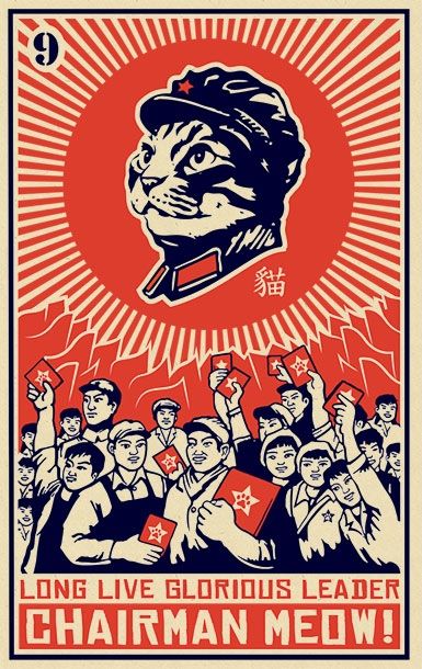 American Propaganda Art, Anti American Propaganda, Kevin Mccormick, Chairman Meow, Communist Propaganda, Poster Cat, Propaganda Poster, Propaganda Art, Matchbox Art