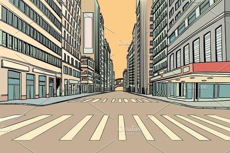 pedestrian crossing in the big city by rogistok on @creativemarket Cartoon Pop Art, Cartoon Pop, Pedestrian Crossing, City Comic, Retro Vector Illustration, Collage Des Photos, Pop Art Retro, City Vector, City Cartoon