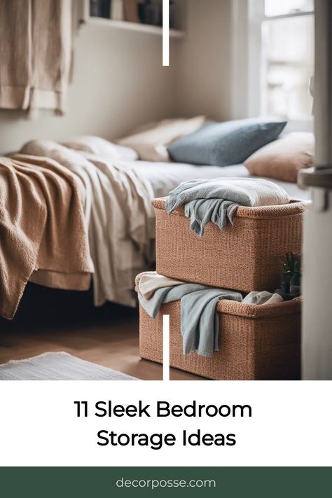 Find clever storage ideas for your bedroom. Stylish solutions to organize your space and keep chaos at bay. Extra Bedroom Storage, Overbed Storage, Sleek Bedroom, Bedroom Storage Solutions, Clever Storage Ideas, Functional Bedroom, Bedroom Storage Ideas, Storage Solutions Bedroom, Extra Bedroom