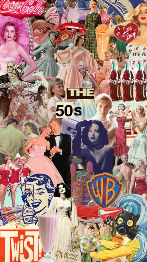 The 50’s 50s Pop Culture, 50s Moodboard, 1950s Aesthetic Wallpaper, 1950s Moodboard, 1950s Collage, 50s Vintage Aesthetic, 1950’s Aesthetic, 50's Aesthetic, 50s Wallpaper