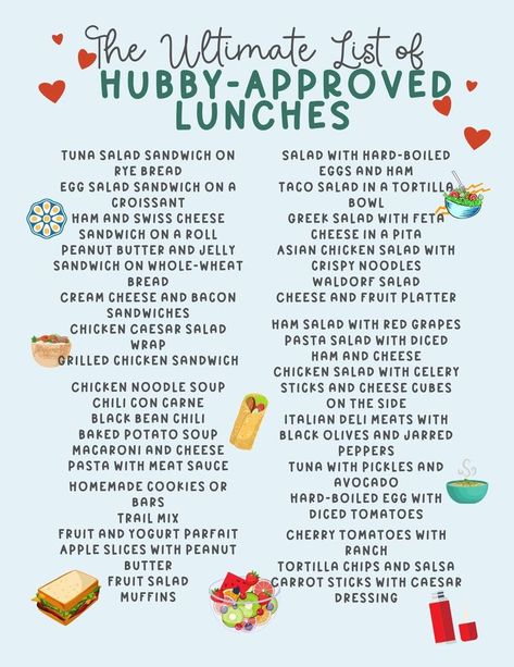 Lunch Foods For Work, What To Pack My Husband For Lunch, Lunch Ideas For Him For Work, Lunch For Working Husband, Simple Lunch Ideas For Husband, Cold Lunches To Pack For Husband, Pack Lunches For Husband, Meal Ideas For Husband, Healthy Lunch For Working Man