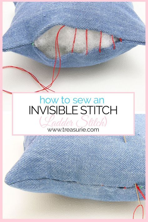 Sew Ins, Simple Sewing Techniques, Tacking Stitch, Invisible Stitch, Simple Sewing, Stitch Tutorial, Beginner Sewing, Ladder Stitch, Techniques Couture