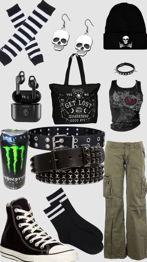 Grunge Scene Outfits, 2020 Alt Outfits, 80s Rock Outfits, Casual Emo Outfits, Outfit Ideas Alt, Outfit Ideas Emo, Baggy Outfit Ideas, Grunge Outfit Inspo, Alt Fits
