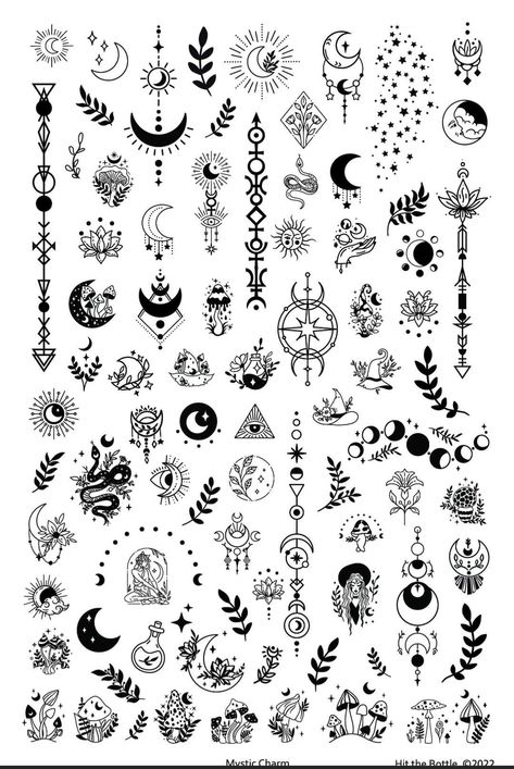 Tattoo Sonne, Celestial Tattoo, Petit Tattoo, Hand And Finger Tattoos, Mushroom Tattoos, Witch Tattoo, Flash Tattoo Designs, Moon Tattoo Designs, Cute Little Tattoos