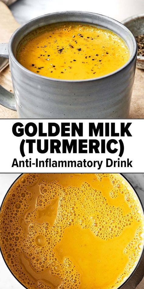 Golden milk (turmeric latte) Golden Milk Recipe Turmeric, Turmeric Milk Recipe, Golden Milk Recipe, Turmeric Drink, Pudding Chia, Anti Inflammation Recipes, Inflammation Diet, Turmeric Milk, Turmeric Recipes
