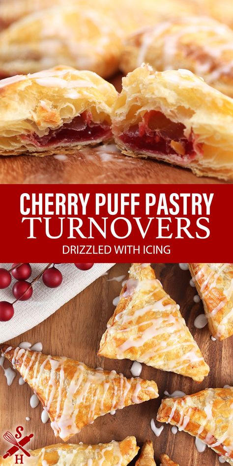 Pie, Mini Turnovers With Puff Pastry, Cherry Turnover Recipe, Puff Pastry Cherry Turnovers, Puff Pastry With Cherries, Puff Pastry Turnovers Fruit, Turnover Recipes Puff Pastry, Cherry Turnovers Homemade, Dessert Recipes Puff Pastry