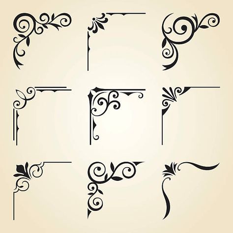 Decorative Corner, Corner Borders, Boarder Designs, Page Borders Design, Frame Border Design, Drawing Frames, Vector Art Illustration, Free Vector Graphics, Corner Designs