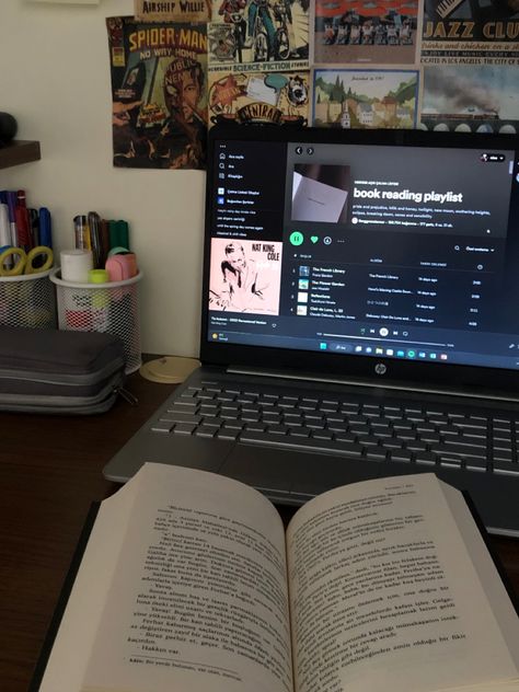 #reading #books #music #aesthetic Book And Laptop Aesthetic, Reading With Music, Music Listener Aesthetic, Reading And Listening To Music Aesthetic, Reading And Music Aesthetic, Audio Book Aesthetic, Understanding Aesthetic, Listening To Music Aesthetic, Music And Books