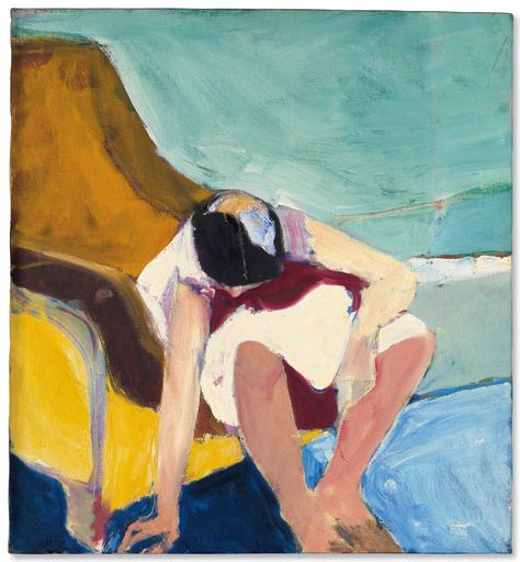 Richard Diebenkorn (1922-1993) Untitled oil on canvas 28 1/8 x 26 in Bay Area Figurative Movement, Richard Diebenkorn Paintings, Diebenkorn Paintings, Field Paint, Gestural Abstraction, Lyrical Abstraction, Richard Diebenkorn, San Francisco Museums, Color Fields