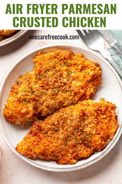 Panko Parmesan Crusted Chicken Air Fryer, Air Fried Parmesan Crusted Chicken, Air Fryer Crusted Chicken, Airfryer Parmesan Crusted Chicken, Keto Parmesan Crusted Chicken Air Fryer, Air Fried Chicken Parmesan, Chicken Schnitzel Air Fryer, Panko Crusted Chicken Air Fryer, Parmesan Crusted Chicken Air Fryer