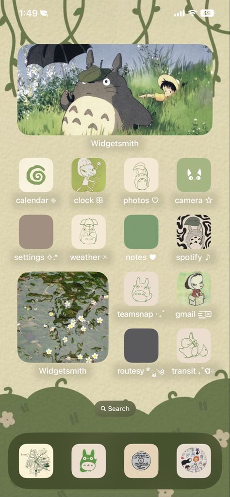 Ghibli Studio Widget, Gibli Studio Aesthetic Widget, Wallpapers With Widgets Ideas, Studio Ghibli Aesthetic Widget, Phone Wallpaper With Widgets, Simple Ghibli Wallpaper, Phone Theme Studio Ghibli, Ios 16 Wallpaper Studio Ghibli, Phone Theme Ideas Studio Ghibli