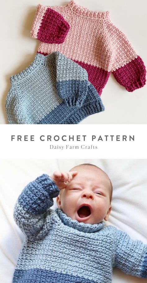 Crochet Baby Projects, Crochet Baby Sweater Pattern, Crochet Baby Sweaters, Pull Crochet, Pull Bebe, Crochet Baby Sweater, Baby Sweater Patterns, Knit Baby Sweaters, Crochet Baby Boy