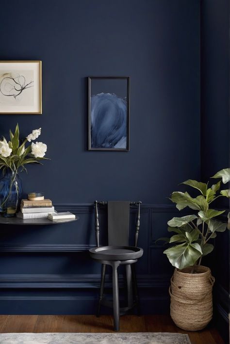 1. Blue Black Paint Colors 
2. Interior Design Trends 
3. 2024 Color Trends 
4. Home Decorating Ideas Deep Blue Feature Wall, Dark Blue Wall Ideas, Behr Paint Colors Navy Blue, Behr Compass Blue Paint, Cobalt Cannon Valspar, Dark Navy Blue Paint Colors, Dark Blue Paint Color Behr, Dark Blue Paint Behr, Indigo Wall Paint