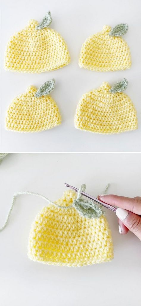 Crochet Lemon Hat Pattern Free, Crochet Lemon Hat Pattern, Amigurumi Patterns, Baby Crotchet Hat, Cute Crochet Baby Things, New Baby Crochet Gifts, Cute Crochet Baby Hats Free Pattern, Crochet Pattern Making, Crochet Baby Pumpkin Hat