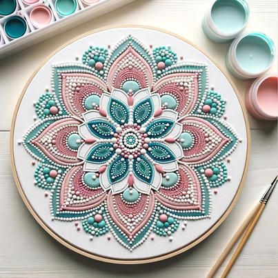 Mandala Drawing Dots, Mandala Patterns Ideas, Mandala Painting Canvases, Mandala Art Simple Design, Feather Art Drawing, Dot Painting Ideas, Dot Painting Mandala, Painted Mirror Art, Dot Mandala Art