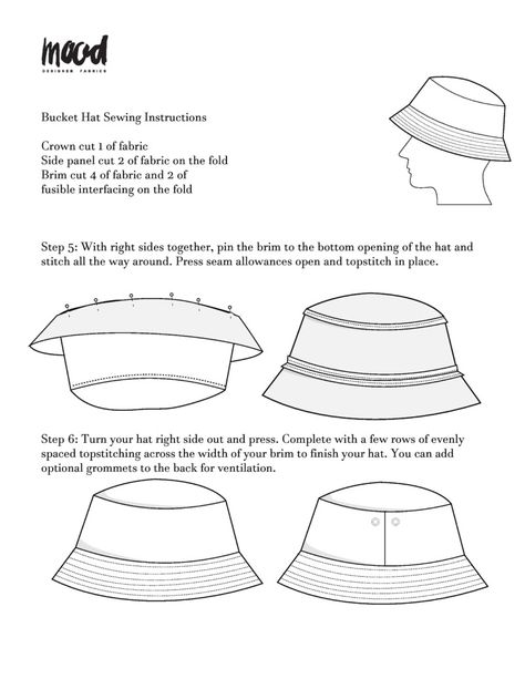 The Bucket Hat - Free Sewing Pattern - Mood Sewciety Couture, Bucket Hat Sewing Pattern, Bucket Hat Diy, Bucket Hat Sewing, Bucket Hat Pattern Free, Patchwork Bucket Hat, Bucket Hat With String, Pola Topi, Hat Sewing Pattern