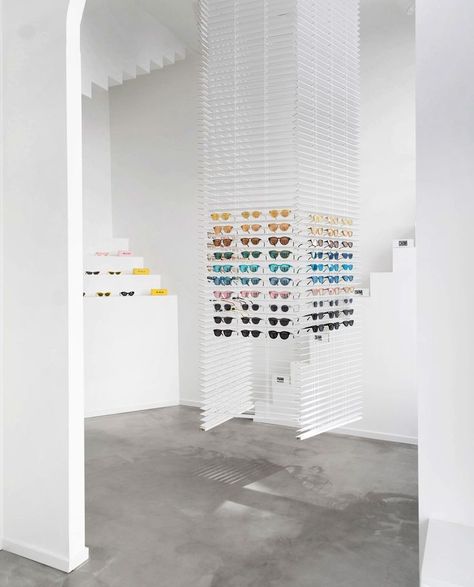 Chimi Eyewear | Store Design by Nineties Studio | nineties.studio Eyewear Shop Interior Design, Sunglasses Display Ideas Store Design, Optician Store Design, Optic Store Design, Eyewear Store Design Optical Shop, Optical Store Design, Chimi Eyewear, Eyewear Shop Design, Eyewear Retail