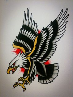 Sailor Jerry eagle tattoos, traditional eagle | Traditional ... Tato Tradisional, Traditional Eagle, Traditional Eagle Tattoo, Rabe Tattoo, Desenhos Old School, Tato Ikan Koi, Tattoos Traditional, Sailor Jerry Tattoos, Kunst Tattoos