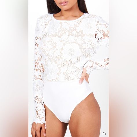 White Lace Bodysuit Wedding Body, Red Lace Bodysuit, Open Back Bodysuit, Beige Bodysuit, White Lace Bodysuit, Body Noir, Body Dentelle, Boohoo Tops, Black Lace Bodysuit