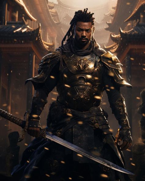 African Warrior Character Design, African Samurai, Black Paladin, African Warrior Tattoos, Egyptian Warrior, Egyptian Kings And Queens, Black Warrior, Afrofuturism Art, Black Armor