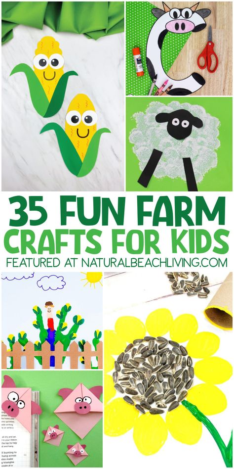 36 Adorable Farm Theme Preschool Crafts and Activities - Natural Beach Living On The Farm Preschool Theme Lesson Plans, Harvest Themed Preschool Activities, Farm Lessons For Preschool, Farm To Table Craft Preschool, Fair Crafts For Preschoolers, County Fair Preschool Theme, Texas Kindergarten Activities, Preschool Barn Craft, Farm And Harvest Preschool