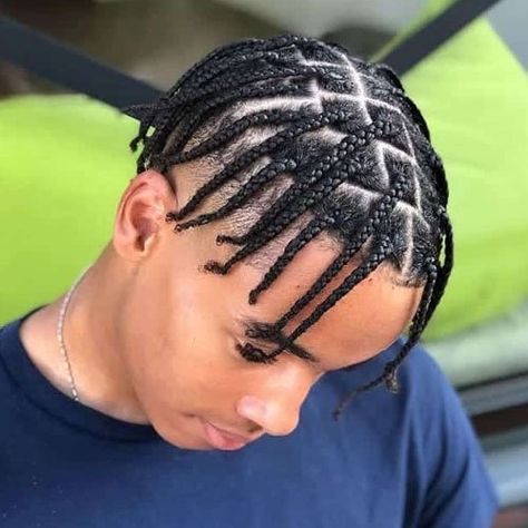 27 Cool Box Braids Hairstyles For Men (2021 Styles) Cool Box Braids, Guys Braids, Boy Box Braids, Box Braids Men, Braids With Fade, Fade Undercut, Hair Twists Black, Braid Styles For Men, Boy Braids Hairstyles