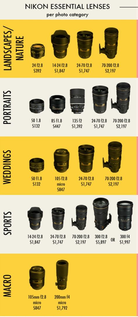 Nikon Essential Lenses Photography Tricks, Camera Tips, Photography Tricks Nikon, Types Of Camera, Nikon Camera Tips, Kamera Dslr, Nikon Lens, Product Inspiration, Fotografi Digital