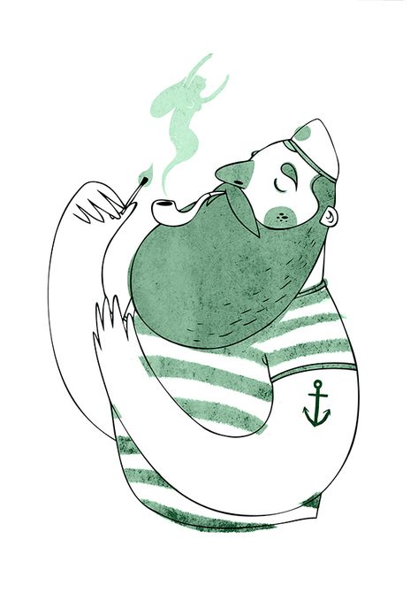 People Illustrations, Art And Illustration, Sailor Illustration, Sea Illustration, Man Illustration, The Sailor, People Illustration, Childrens Illustrations, Grafik Design