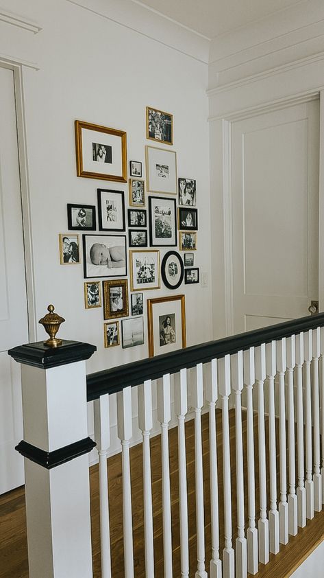 Gallery Wall Black, Family Photo Gallery, Family Photo Gallery Wall, Picture Wall Living Room, Photo Gallery Wall, Hallway Gallery Wall, Family Pictures On Wall, Family Gallery Wall, Family Photo Wall