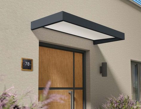 Door Canopy Modern, Front Door Overhang, Awning Over Door, Front Door Awning, Door Overhang, Front Door Canopy, Door Shades, Porch Canopy, Porch Awning