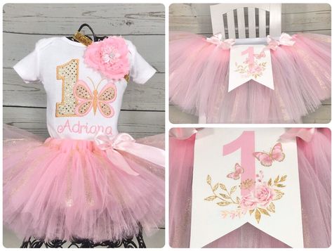 Tutus, Gold Butterfly Cake, Pumpkin Tutu, Butterfly 1st Birthday, Butterfly Themed Birthday Party, High Chair Tutu, Birthday Package, 1st Birthday Tutu, Spring Butterfly