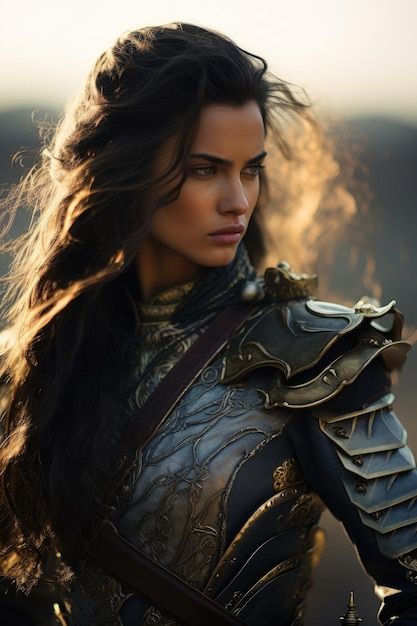 Brown Haired Warrior Woman, Female Inspiration Character, Old Warrior Woman, Queen Character Inspiration, Fighter Woman Aesthetic, Warrior Queen Art, Dark Indian Women, Medieval Warrior Woman, Warrior Woman Aesthetic