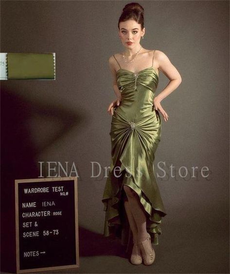 Green Taffeta Evening Dress | Olive Green Evening Dresses | Green Vintage Prom Dresses - Evening Dresses - Aliexpress Satin Evening Dress, Mode Kawaii, Green Prom, Spaghetti Strap Prom Dress, Satin Evening Dresses, Womens Prom Dresses, Party Gown, فستان سهرة, Evening Dress Fashion