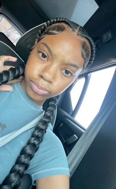 #follow #hairgoals #braids #hairstyles #hair #beautyblog #blogging #blogger #blog Jada Wayda Braids, Goodness Braids, 2 Braids Hairstyles For Black Women, Cute Hairstyles Black Women, 2 Braids With Weave, 2 Feed In Braids, Simple Braids, Quick Braids, Two Braid Hairstyles