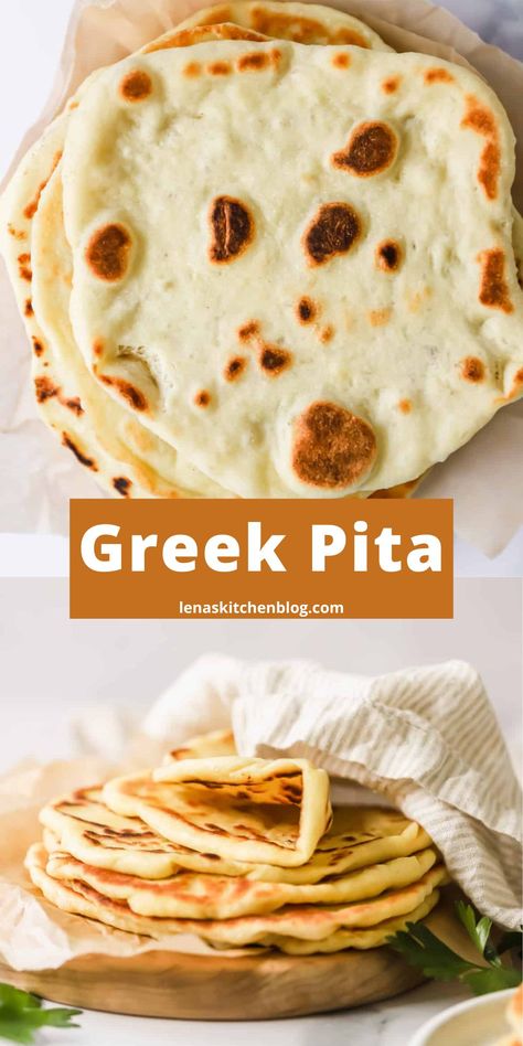 Greek Pita Bread, Pita Recipe, Greek Pita, Greek Recipes Authentic, Homemade Pita Bread, Pita Bread Recipe, Pita Recipes, Sandwich Wrap, Homemade Bread Recipes Easy