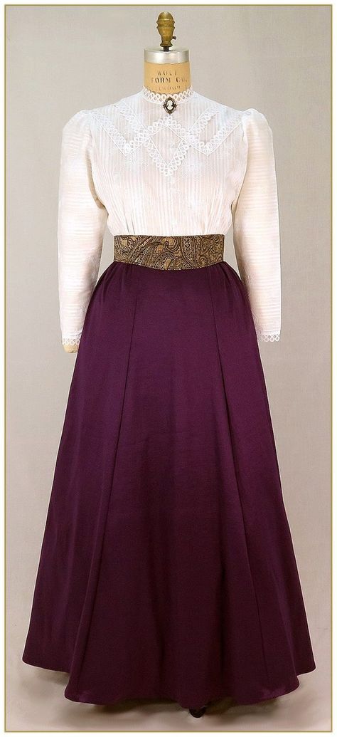 Edwardian Ladies Clothing – 1900, 1910s, Titanic Era image 0 image 1 Victorian Violet Taffeta Skirt $65.00 AT vintagedancer.com 1910s Fashion Women, Edwardian Skirt, Edwardian Costumes, 1900 Fashion, Edwardian Clothing, 1890s Fashion, 1910s Fashion, Taffeta Skirt, Women Dress Online