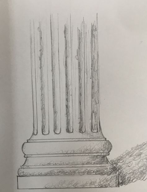 Column Sketch Architectural Drawings, Greek Ruins Drawing, Pillar Sketch, Pillar Drawings, Column Sketch, Greece Sketch, Decorative Columns, Earth Drawings, Ancient Greek Architecture