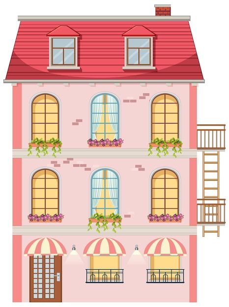Nature, Building Clipart, Front Of A House, Nature Cartoon, House Cartoon, Building Front, Free Printable Gift Tags, Box Packaging Design, Gift Tags Printable