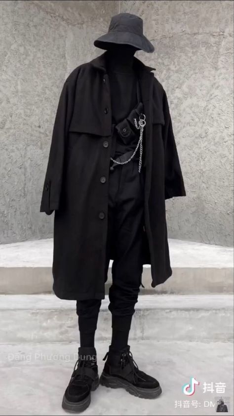 Elegant Baggy Outfit, Steampunk Casual Outfits, Formal Edgy Outfits, Mode Edgy, Techwear Men, Techwear Outfit, Black Outfit Men, Techwear Outfits, Techwear Fashion