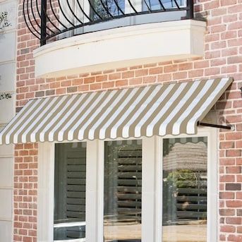 Awntech Dallas Retro 64.5-in Wide x 30-in Projection Linen/White Striped Striped Open Slope Window/Door Fixed Awning in the Awnings department at Lowes.com Entry Awning, Fixed Window, Door Awning, Window Awning, Door Awnings, Window Awnings, Commercial Buildings, Concrete Wood, Up House