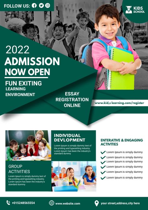 Poster For Admission Open, How To Design A Poster For School, Pamphlets Design Ideas School, Flyer Design For School, School Pamphlet Design Creative, Flyer Design Education, School Admission Flyer Design, Educational Flyer Design, School Poster Design Ideas